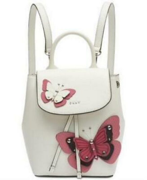 Dkny Lex Leather Butterfly Garden Backpack, White/Silver by Vanessa Jane