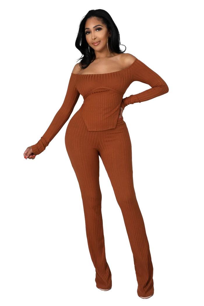 2 PC Off the Shoulder Cropped Top Set {Tall Girl Friendly} by The House of Stylez