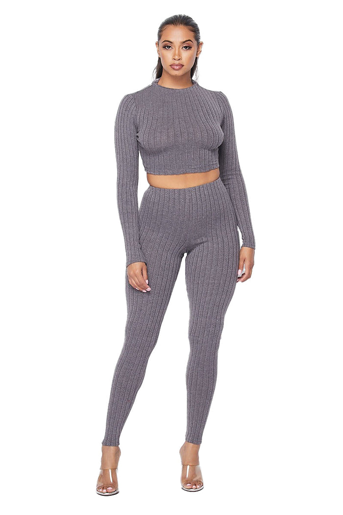 Knit Cropped Legging Set by The House of Stylez