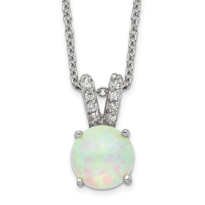 Lab Created Opal Split Bail 18 Inch Necklace Sterling Silver by Fine Color Jewels