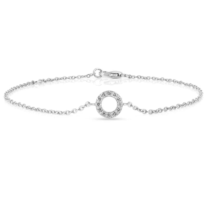 Lab Diamond Open Circle Silver Bracelet by Fine Color Jewels