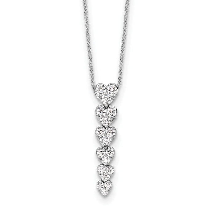 Lab Grown Diamond Hearts Drop Necklace 14K Gold by Fine Color Jewels