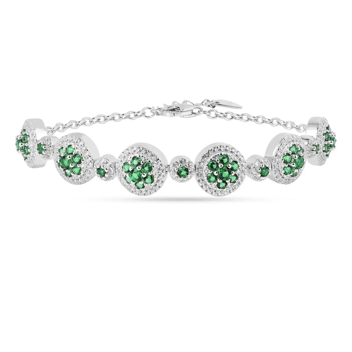 Lab Grown Emerald White Halo Bracelet by Fine Color Jewels