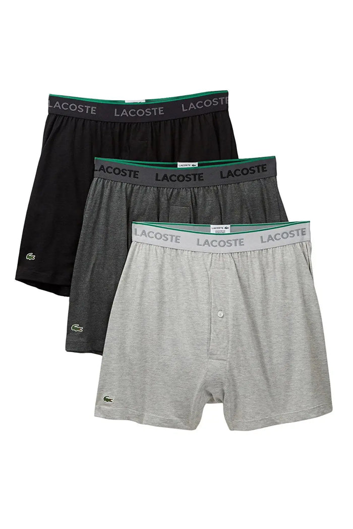 Lacoste Men's 3 Pack Supima Cotton Knit Boxer by I-Max Fashions