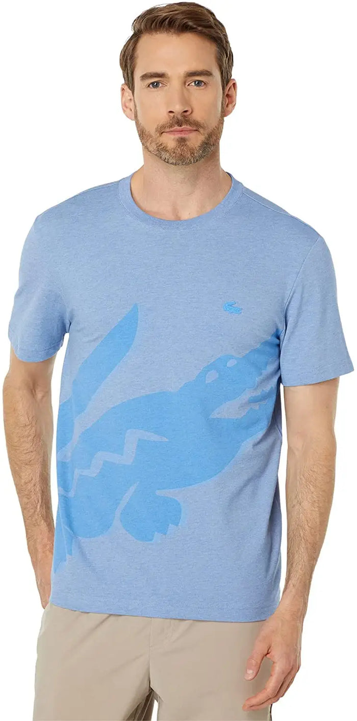Lacoste Men's Big Crocodile Print Crew Neck Cotton T-Shirt by I-Max Fashions