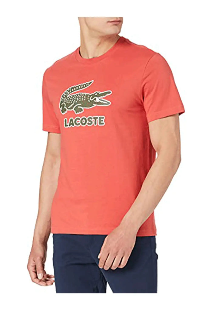Lacoste Men’s Crew Neck Crackled Logo Print Cotton T-shirt by I-Max Fashions