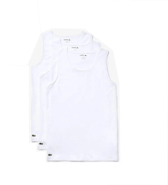Lacoste Men's Essentials 3 Pack 100% Cotton Slim Fit Tanks by I-Max Fashions