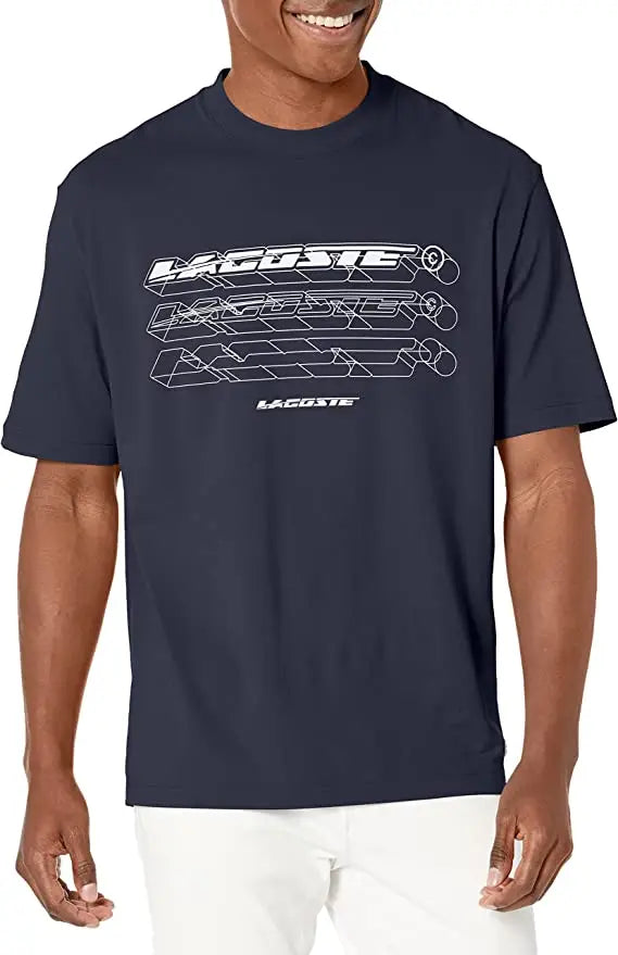 Lacoste Men's Short Sleeve Relaxed Fit Pique Graphic T-Shirt by I-Max Fashions