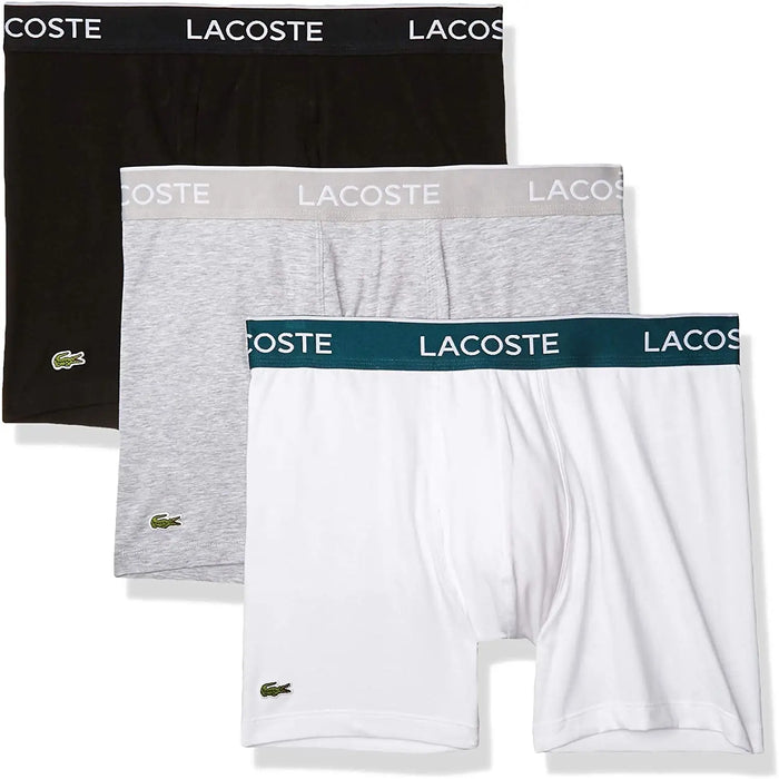 Lacoste Underwear Men's 3-Pack Classic Cotton Stretch Boxer Briefs by I-Max Fashions