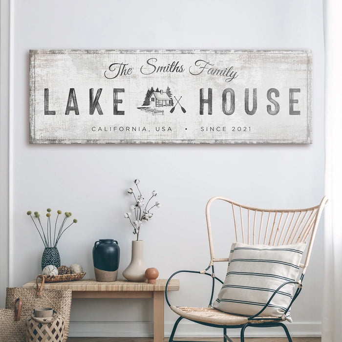 Lake House Cabin Sign by Tailored Canvases