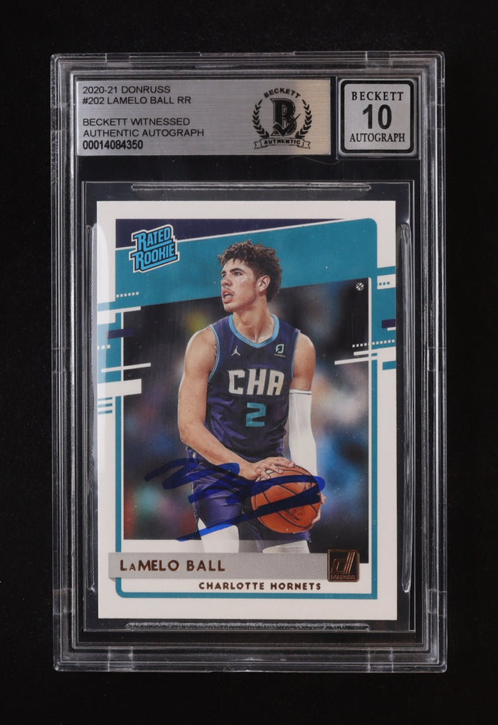 LaMelo Ball 2020 21 Donruss Rookie Card Autographed Beckett by Price Is Right Miami