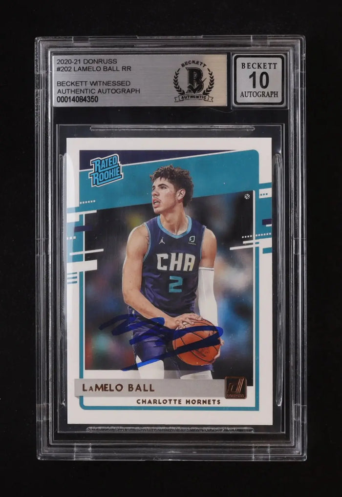 LaMelo Ball 2020 21 Donruss Rookie Card Autographed Beckett by Price Is Right Miami