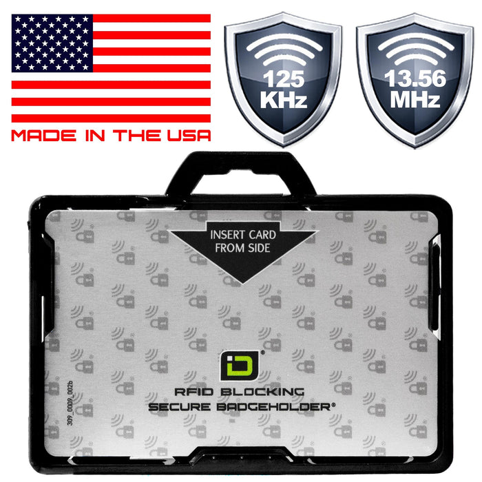 Secure Badge Holder BloxProx ™ Lite LANDSCAPE - Protects 125Khz HID Prox - 1 ID Card Holder by ID Stronghold