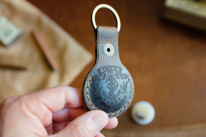 Leather AirTag Key Ring - Apple AirTag, Handmade Full-Grain Leather | Yarets Leather by Zerodamage Sahara Case LLC