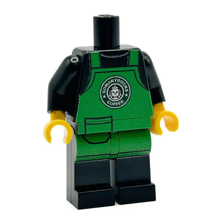 SoManyBucks Coffee Barista Employee Minifig Body by B3 Customs