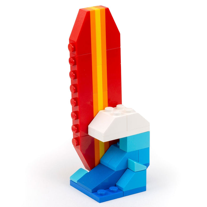 Surfboard with Wave (Summer Fun!) made using LEGO parts by B3 Customs