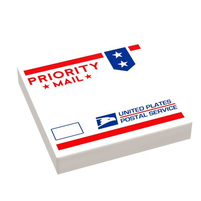 Priority Mail Package, United Plates of America (2x2 Tile) made using LEGO parts - B3 Customs by B3 Customs