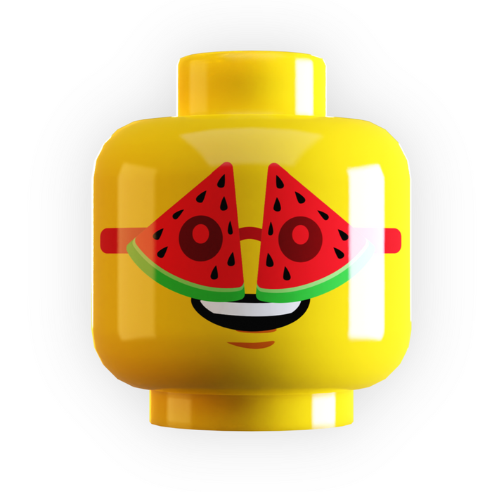 Watermelon Glasses on Minifig Head made using LEGO part by B3 Customs