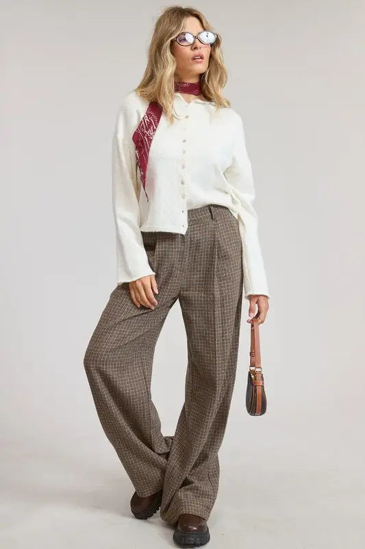 Lightweight Button-Down Cardigan Top: Ivory by Boutique 23