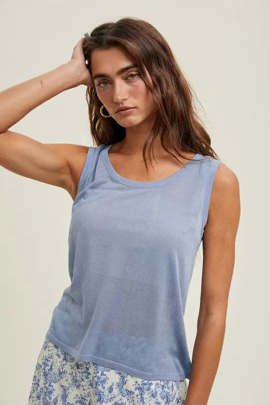 Lightweight Sweater Tank Top - M. Blue by Boutique 23
