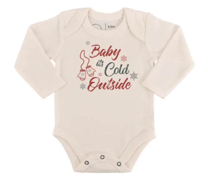 long sleeve graphic bodysuit | baby its cold outside by Finn + Emma