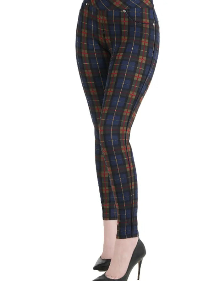 Luxe Plaid Piped Jegging by Boutique 23