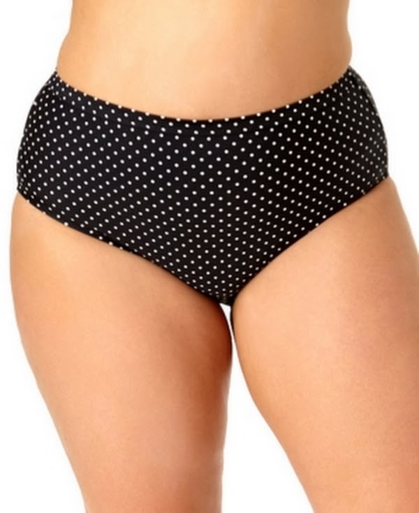 Allure Womens Plus Size Printed High Waist Bikini Bottoms Polka Dot by Vanessa Jane