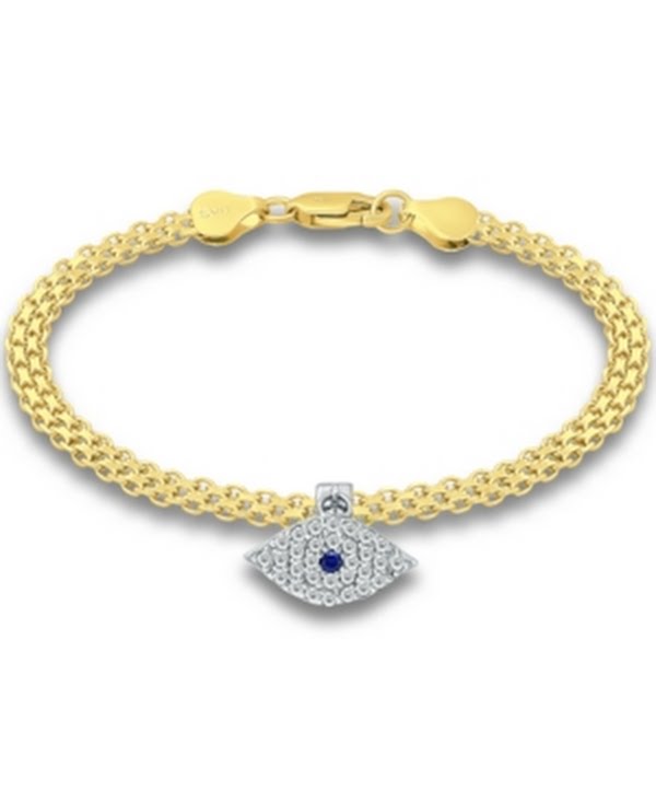 Giani Bernini Cubic Zirconia Evil Eye Charm Bismark Chain Bracelet by Vanessa Jane