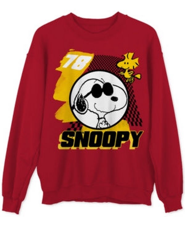 Hybrid Apparel Snoopy Yellow Check Men's Graphic Sweatshirt by Vanessa Jane