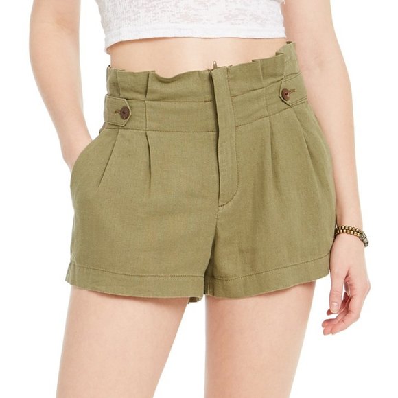 Rewash Juniors Button-Tab Paper-Bag Waist Shorts ,Size Large by Vanessa Jane