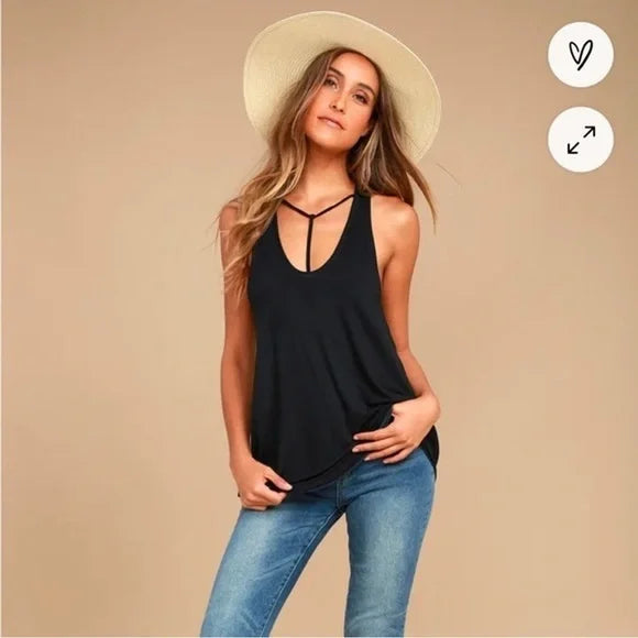 Free People Amelia Black Tank Top - We The Free, Size Small by Vanessa Jane