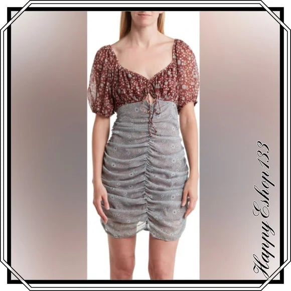 Free People Tessa Floral Print Ruched Dress, Size Medium by Vanessa Jane