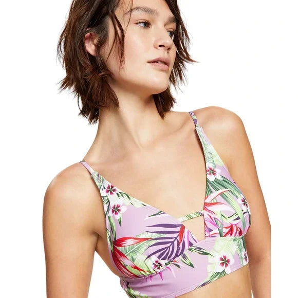 Salt+ Cove Juniors Printed Front-Tab Bikini Top, Size Medium by Vanessa Jane