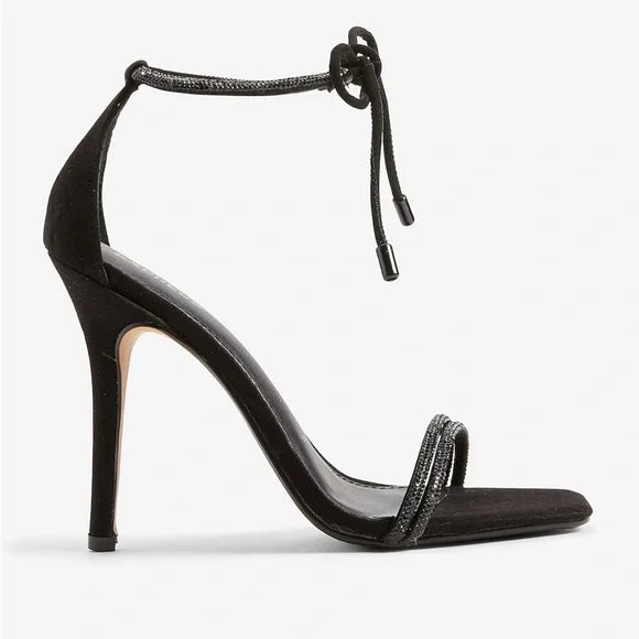 Express Embellished Tubular Ankle Tie Heeled Sandals, Size 9 by Vanessa Jane