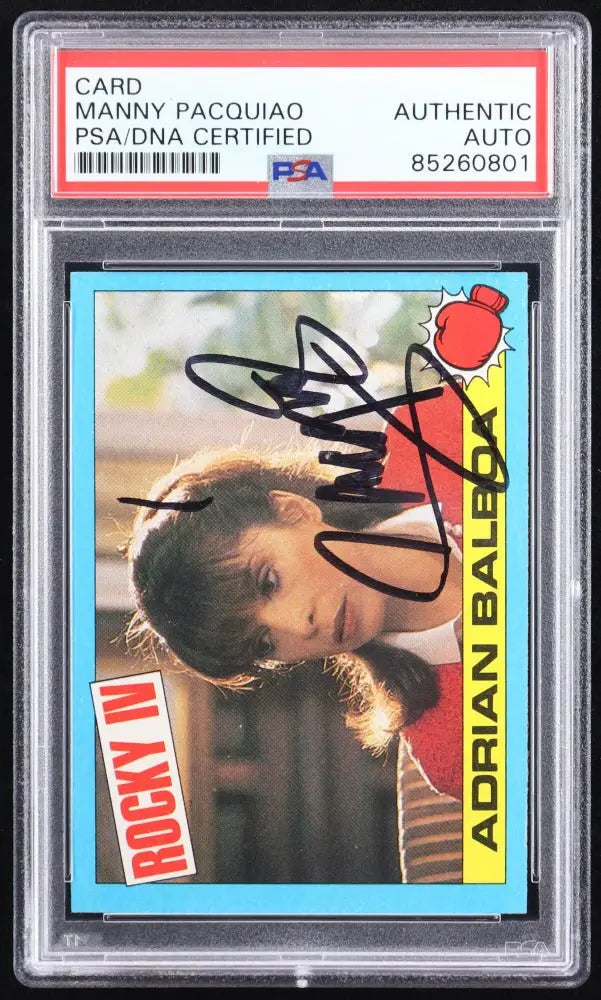 Manny Pacquiao Signed 1985 Topps Rocky IV #4 Adrian Balboa (PSA) by Price Is Right Miami