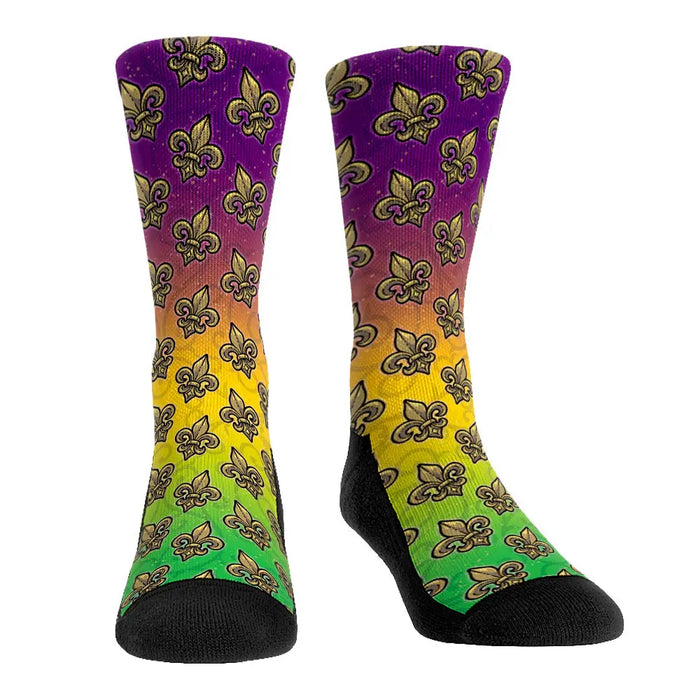 Mardi Gras - Fleur-de-lis Fade by Rock 'Em Socks