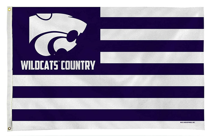 Kansas State University Wildcats Premium 3x5 Feet Flag Banner, Stripes Design, Metal Grommets, Outdoor Use, Single Sided