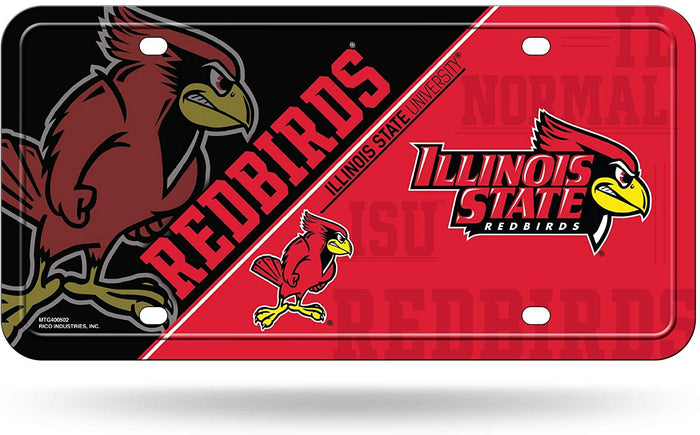 Illinois State University Redbirds Metal Auto Tag License Plate, Split Design, 6x12 Inch