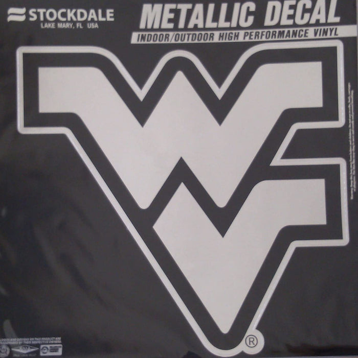 West Virginia University Mountaineers 12 Inch Decal Sticker, Metallic Chrome Shimmer Design