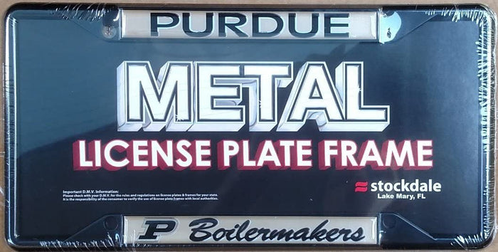 Purdue University Boilermakers Black Metal License Plate Frame Auto Tag Cover, 12x6 Inch