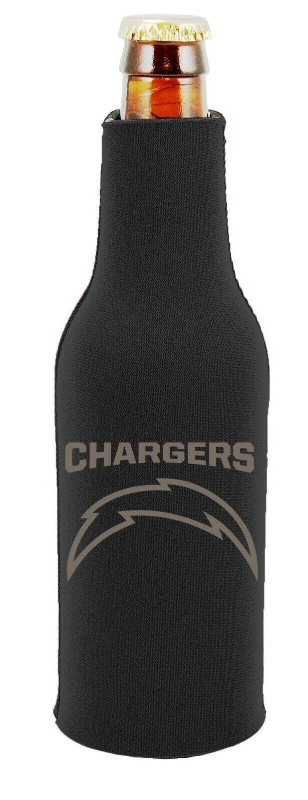 Los Angeles Chargers 2-PACK Zipper BOTTLE Tonal Black Koozie Neoprene Holder