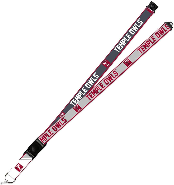 Temple Owls Lanyard Keychain 2-sided Breakaway Clip Gray University of