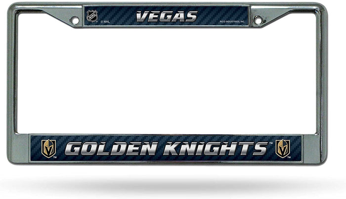 Vegas Golden Knights Premium Metal License License Plate Frame Chrome Tag Cover, 12x6 Inch