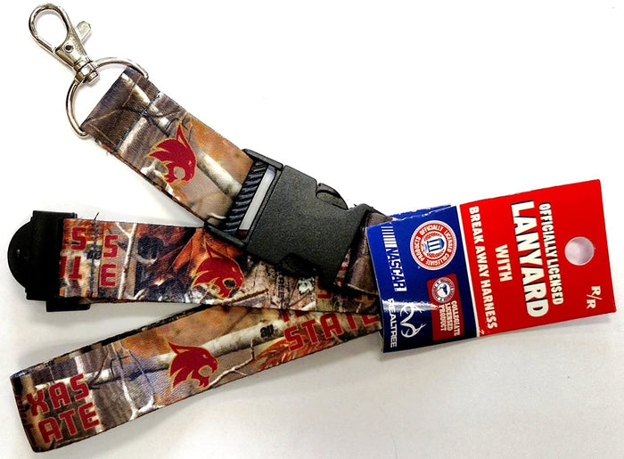 Texas State University Bobcats Camo Lanyard Keychain Double Sided Breakaway Safety Design Adult 18 Inch