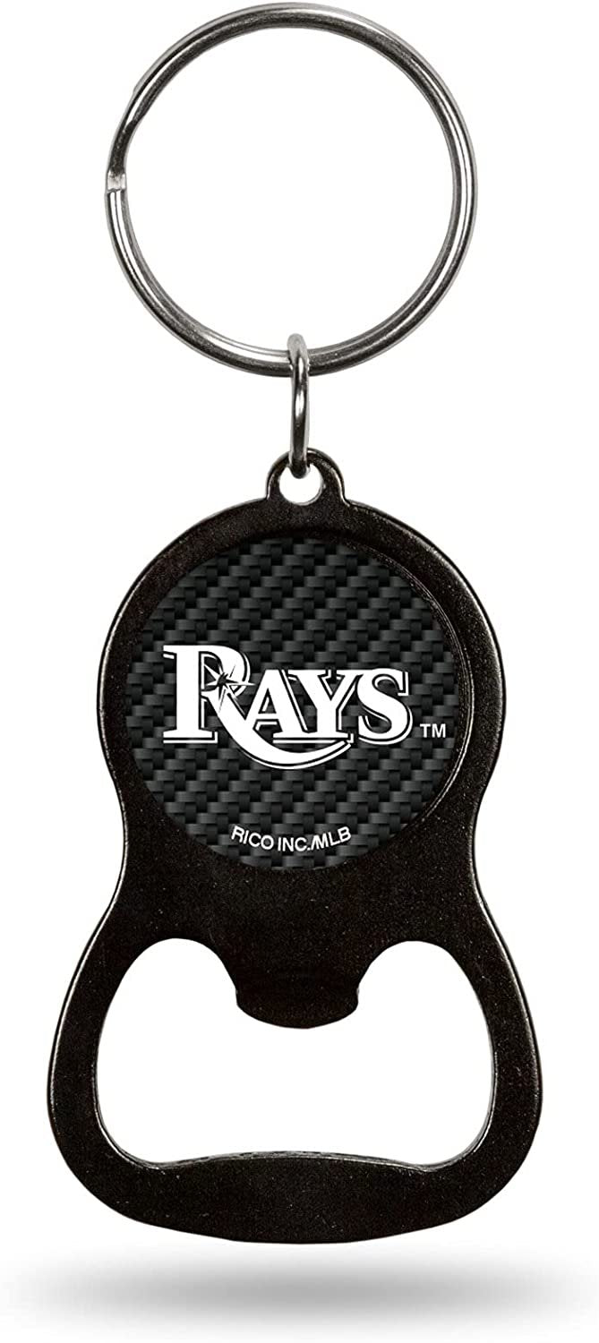Tampa Bay Rays Metal Keychain Bottle Opener, Carbon Fiber Design