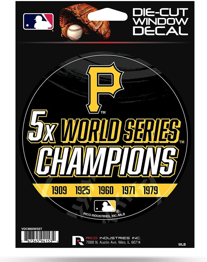 Pittsburgh Pirates 5" Decal Sticker 5X Time Champions Flat Vinyl Auto Emblem Baseball