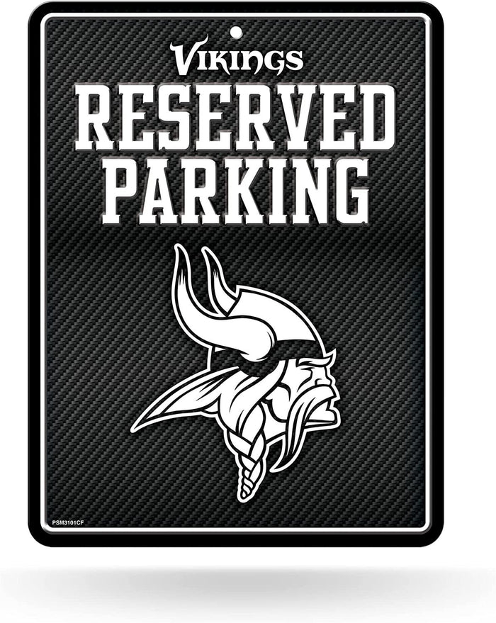 Minnesota Vikings Metal Parking Novelty Wall Sign 8.5 x 11 Inch Carbon Fiber Design