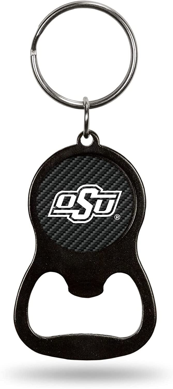 Oklahoma State University Cowboys Premium Solid Metal Keychain Bottle Opener, Carbon Fiber Design