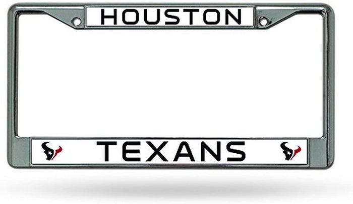 Houston Texans Premium Metal License Plate Frame Chrome Tag Cover, 12x6 Inch