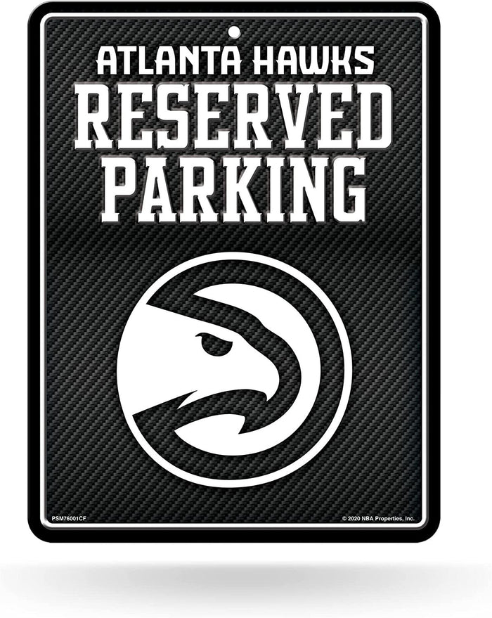 Atlanta Hawks Metal Parking Sign, Carbon Fiber Design 8.5x11 Inch